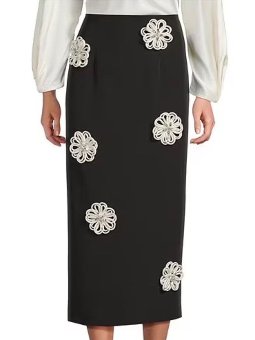 Antonio Melani Jolie Crepe Floral Applique Sheath Midi Skirt, US 2